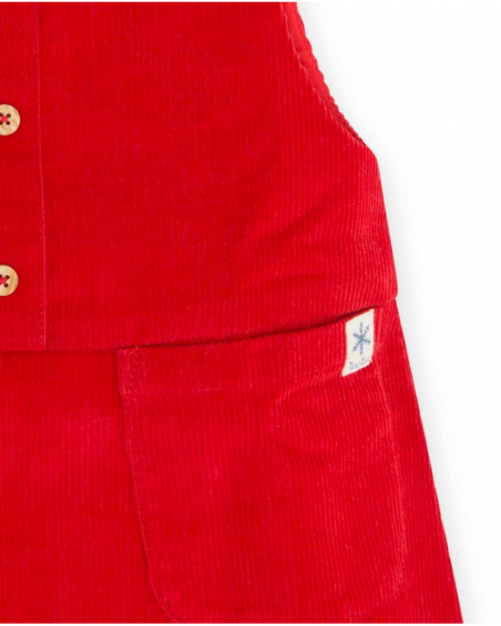 T-shirt Velours Côtelé Et Peluche Rouge Pichi Fille Fishing Club