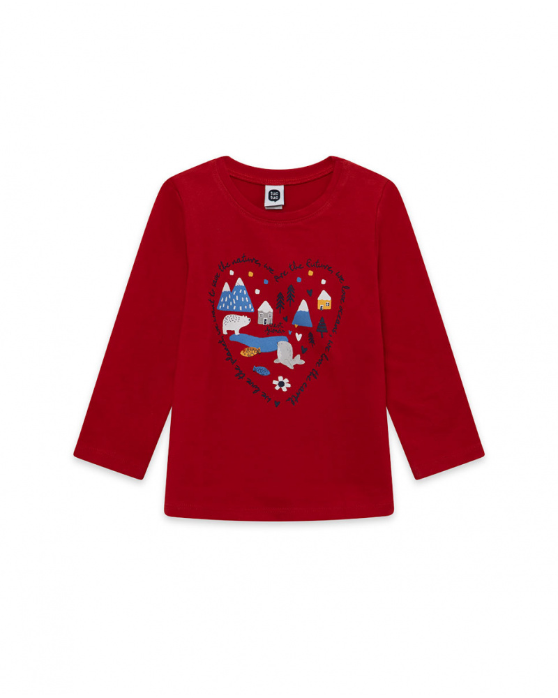 T-shirt fille à pois rouges et bleus Fishing Club