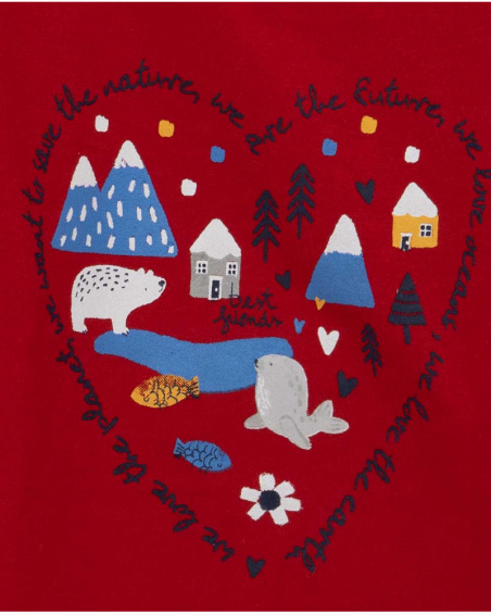T-shirt fille à pois rouges et bleus Fishing Club T-shirt fille à pois rouges et bleus Fishing Club
