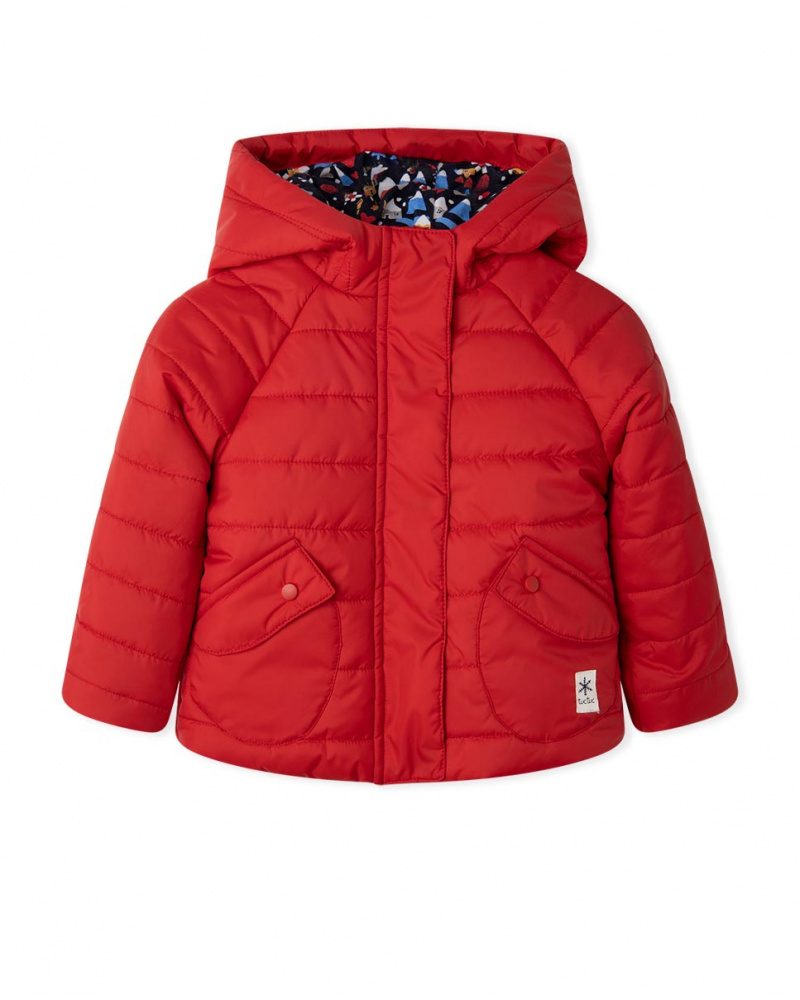 Parka rembourrée rouge pour fille Fishing Club