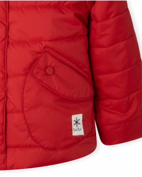 Parka rembourrée rouge pour fille Fishing Club