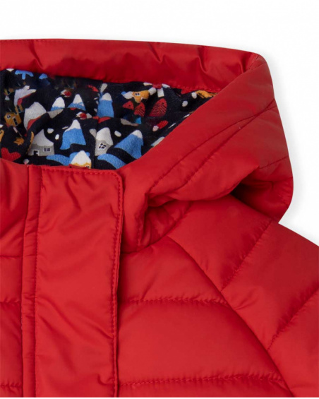 Parka rembourrée rouge pour fille Fishing Club