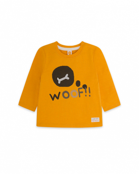 T-shirt en maille orange et marron Boy Dog'S Mix