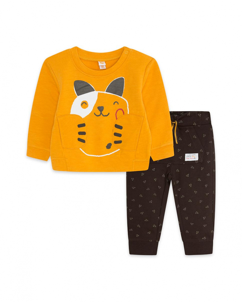 Sweat Et Pantalon Peluche Orange Boy Dog'S Mix