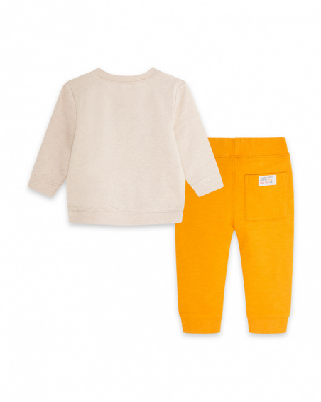 Sweat Et Pantalon Peluche Beige Et Orange Boy Dog'S Mix