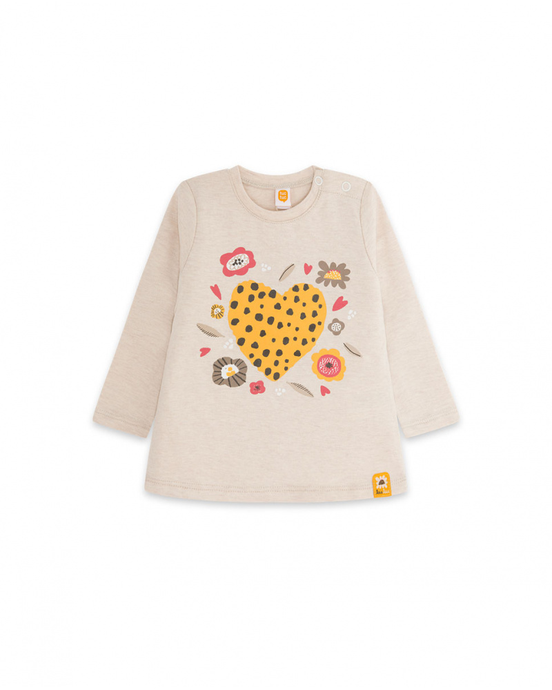 T-shirt Maille Beige Et Orange Girl Dog'S Mix