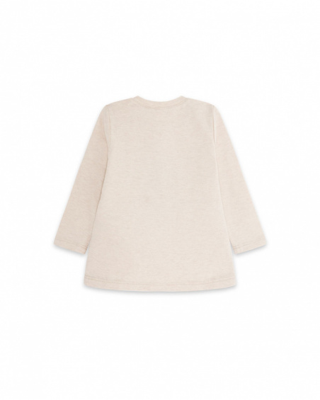 T-shirt Maille Beige Et Orange Girl Dog'S Mix