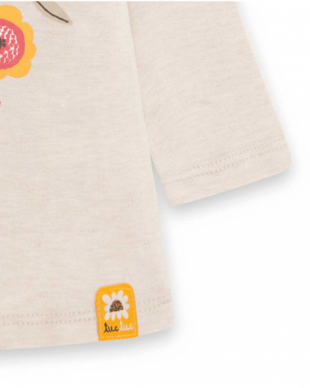 T-shirt Maille Beige Et Orange Girl Dog'S Mix