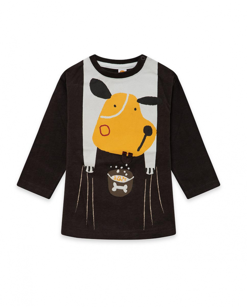 T-shirt en maille marron et orange Boy Dog'S Mix