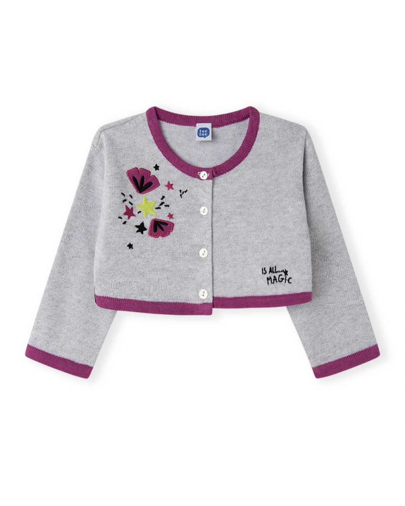 Veste en tricot gris Magic pour fille