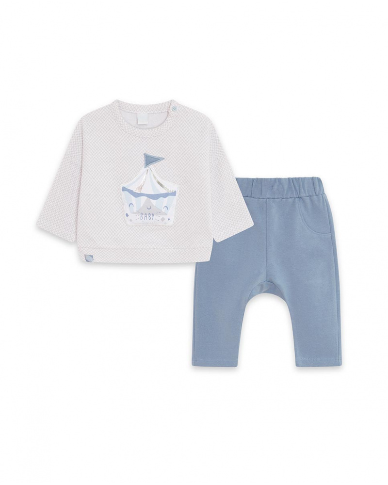 Sweat En Maille Et Pantalon En Peluche Gris Garçon Baby Circus