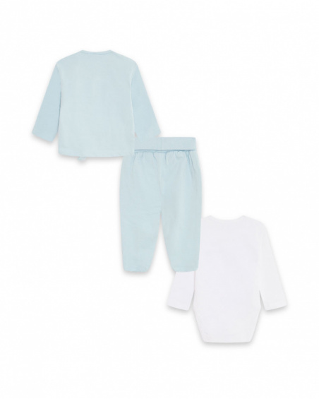 Ensemble 3 pièces en tricot bleu garçon Baby Circus