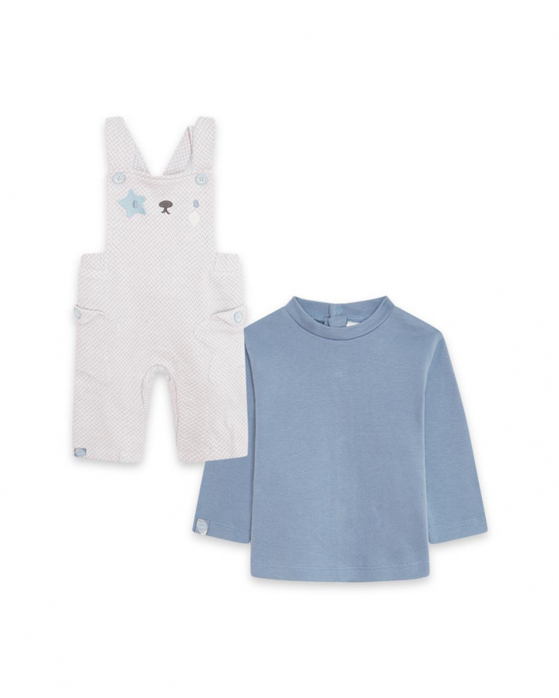 T-shirt et salopette en maille gris garçon Baby Circus