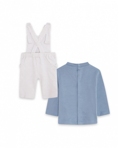 T-shirt et salopette en maille gris garçon Baby Circus