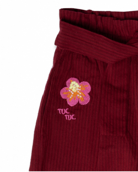 Pantalone bambina Eco-Safari bordeaux