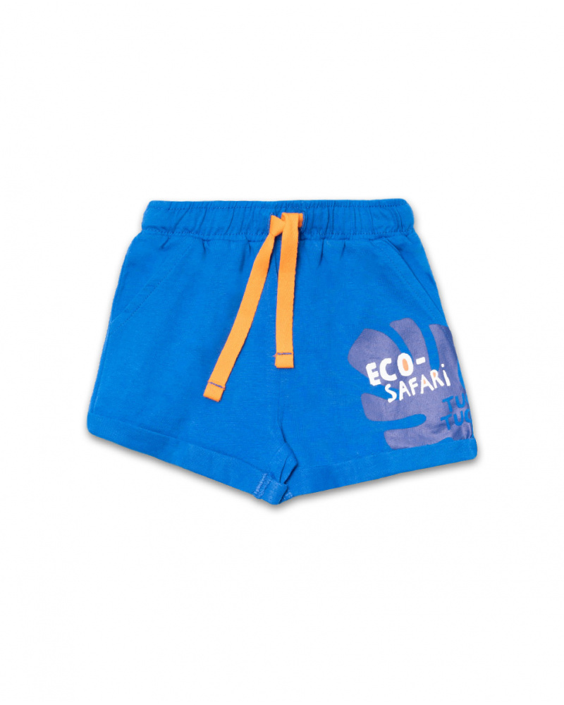 Bermuda da bambino in maglia blu Eco-Safari