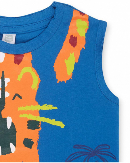 Canotta da bambino in maglia blu Eco-Safari