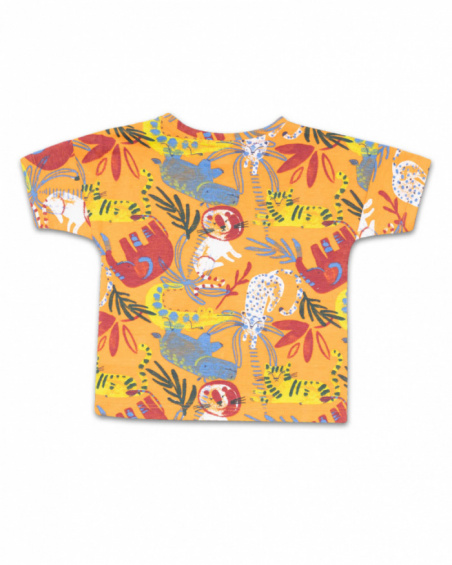 T-shirt arancione in maglia con stampa per bambino Eco-Safari