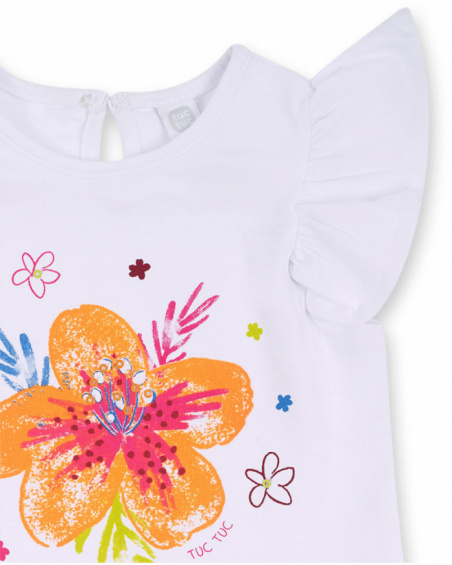 T-shirt bianca in maglia per bambina Eco-Safari