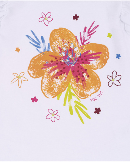 T-shirt bianca in maglia per bambina Eco-Safari