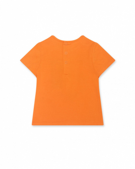 T-shirt in maglia arancione per bambina Eco-Safari