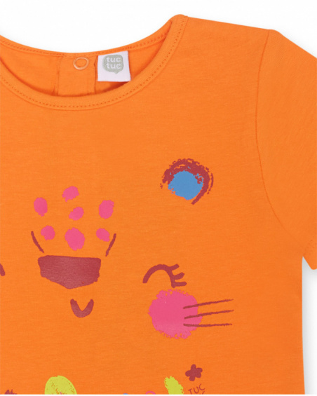 T-shirt in maglia arancione per bambina Eco-Safari