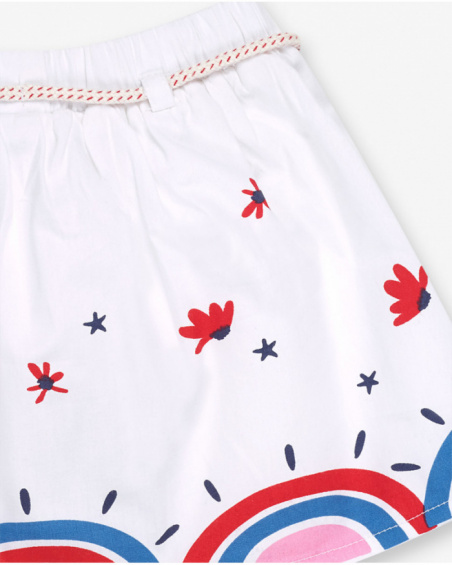 Gonna in popeline bianco per bambina Beach Day