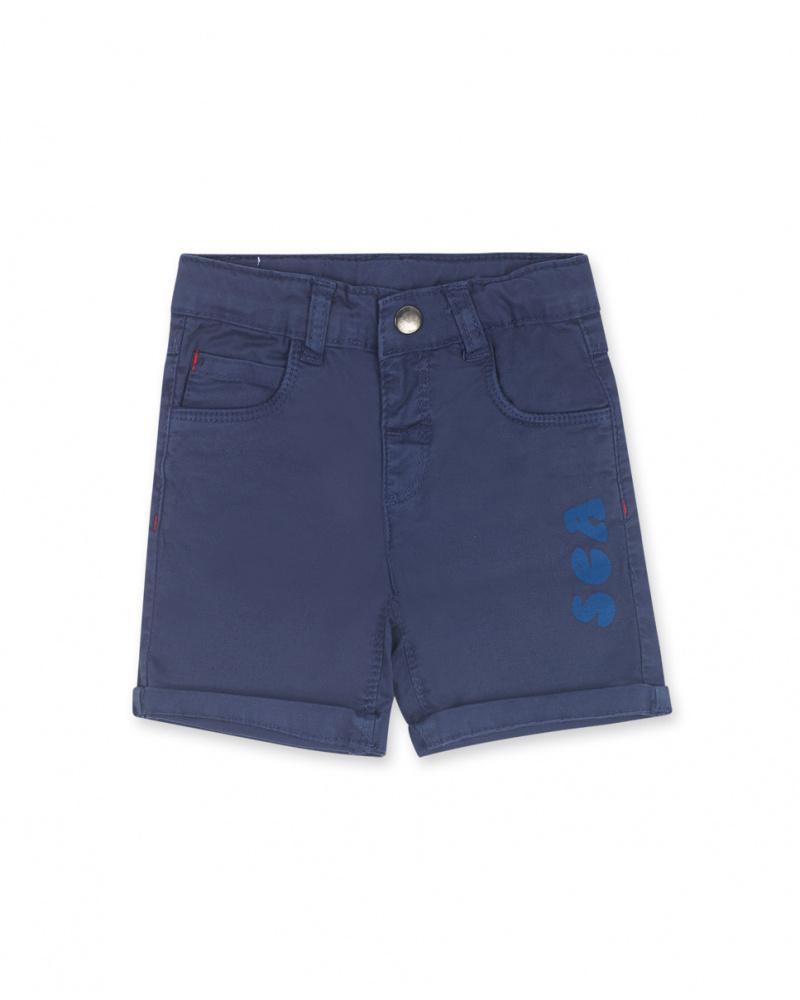Pantaloncini blu da bambino in twill Beach Day