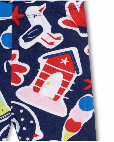 Leggings blu in maglia per bambina Beach Day