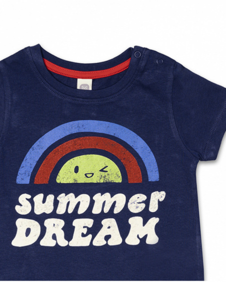 Completo maglia blu rosso blu per bambino Beach Day
