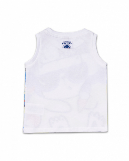 Canotta bianca in maglia per bambino Beach Day