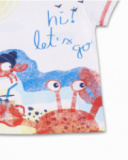 T-shirt bianca in maglia per bambino Beach Day