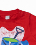 T-shirt Beach Day rossa in maglia per bambino
