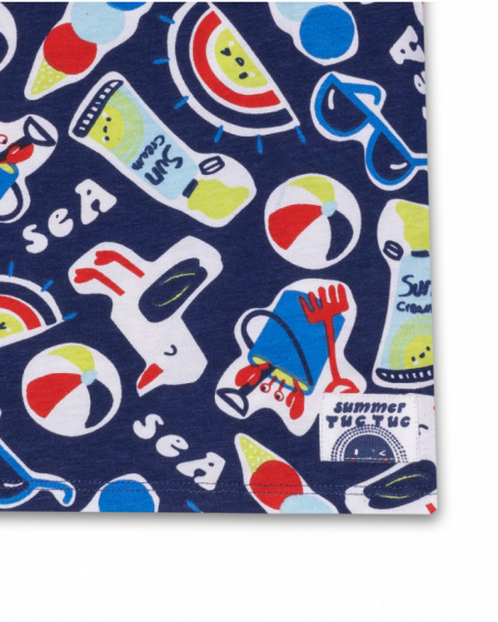 T-shirt in maglia blu da bambino Beach Day