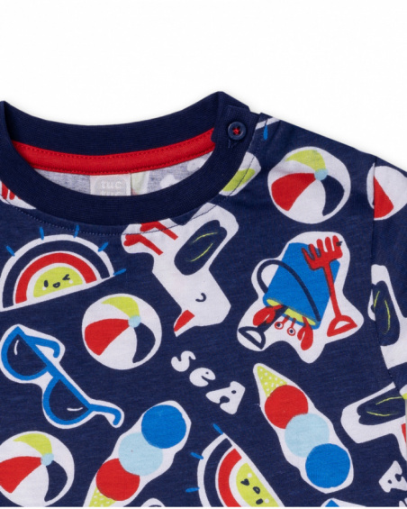 T-shirt in maglia blu da bambino Beach Day