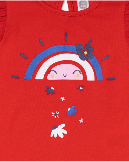 T-shirt rossa in maglia per bambina Beach Day