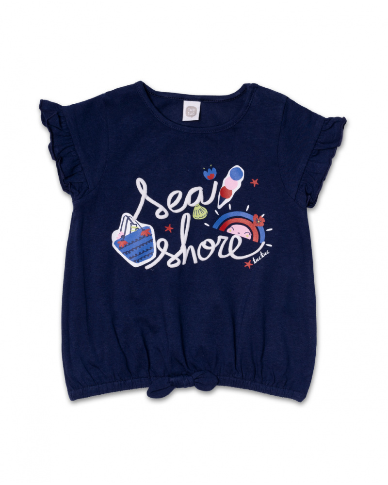 T-shirt blu in maglia per bambina Beach Day