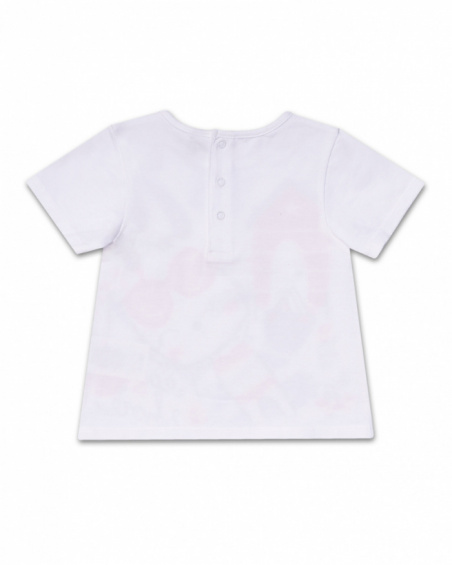 T-shirt bianca in maglia per bambina Beach Day