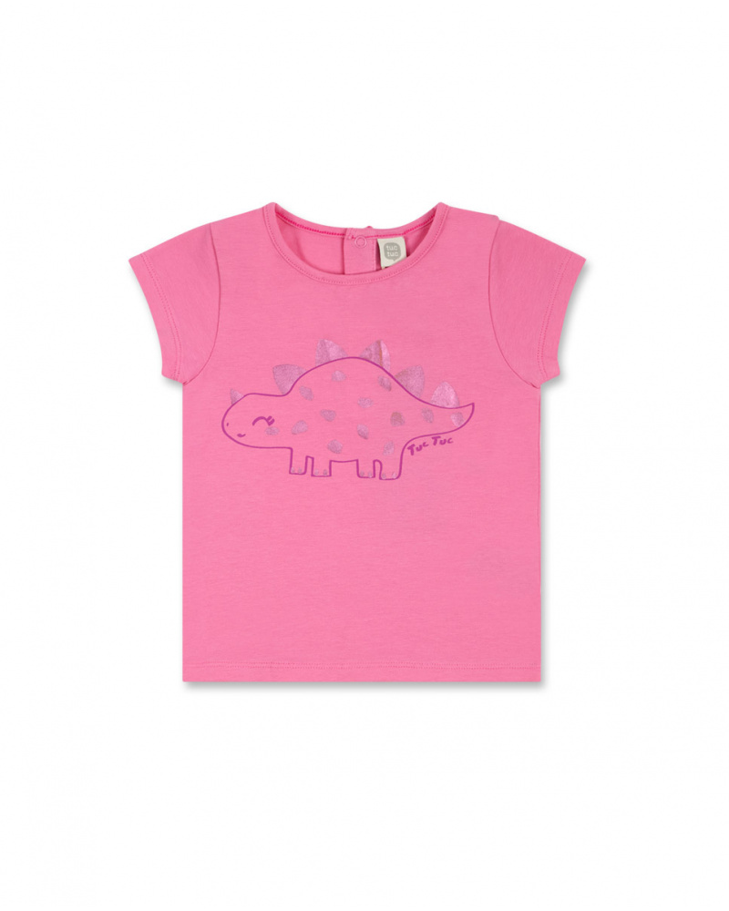 T-shirt in maglia rosa per bambina Basics Baby