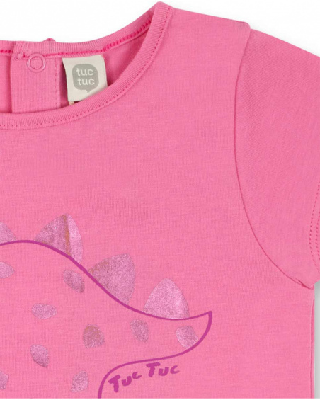 T-shirt in maglia rosa per bambina Basics Baby