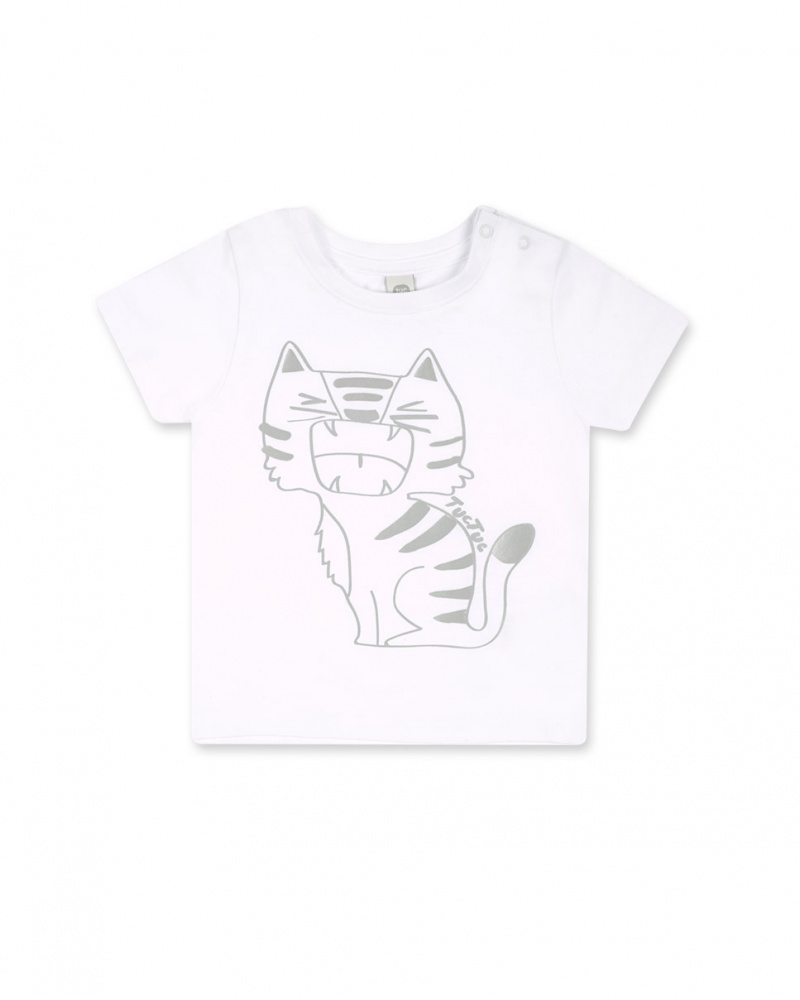 T-shirt bianca in maglia per bambino Basics Baby