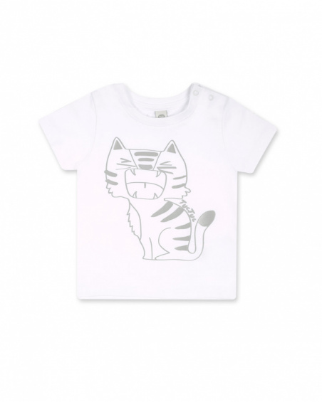 T-shirt bianca in maglia per bambino Basics Baby