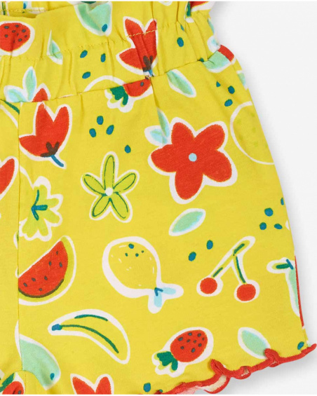 Completo Sunday maglia giallo bianco per bambina