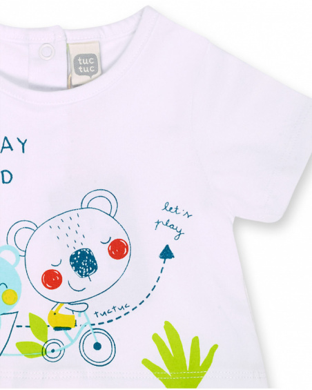 Tutina Sunday in maglia bianca verde per bambino