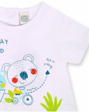 Tutina Sunday in maglia bianca verde per bambino