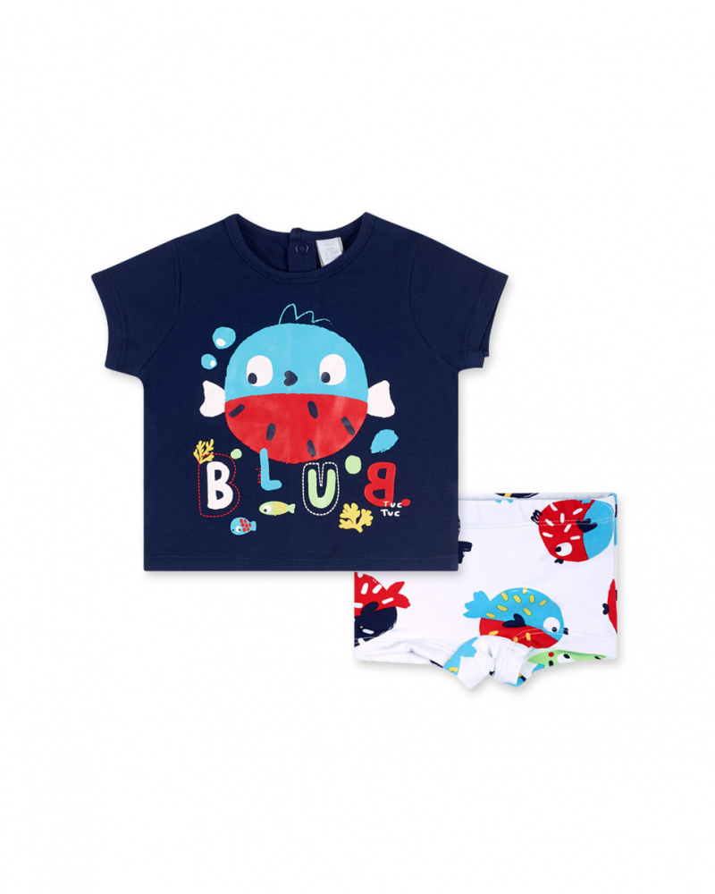 Completo bagno blu bianco per bambino Blub