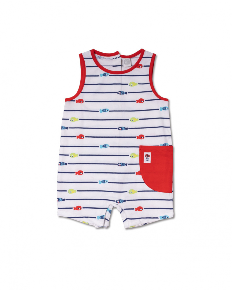 Tutina bianca in maglia a righe per bambino Blub