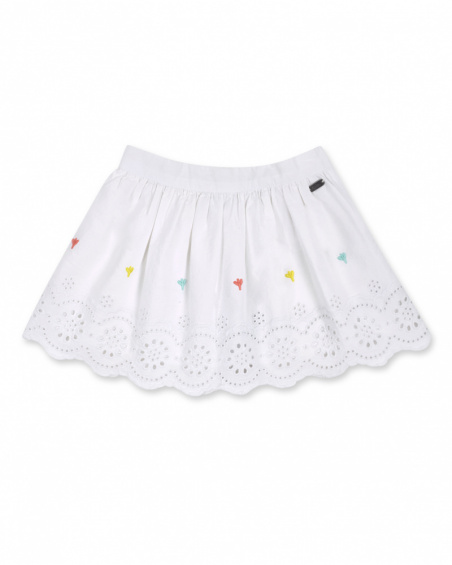 Gonna in popeline bianca da bambina di Treasure Island