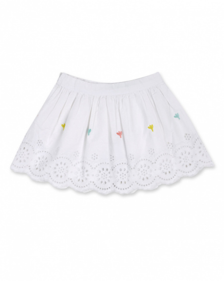 Gonna in popeline bianca da bambina di Treasure Island