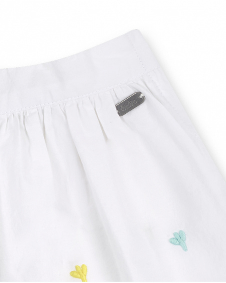 Gonna in popeline bianca da bambina di Treasure Island